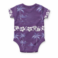Purple Hawaii Palm Tree Hibiscus Baby Onesie Fantasy Summer Vibe