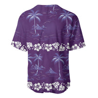 Purple Hawaii Palm Tree Hibiscus Baseball Jersey Fantasy Summer Vibe
