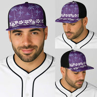 Purple Hawaii Palm Tree Hibiscus Baseball Net Cap Fantasy Summer Vibe