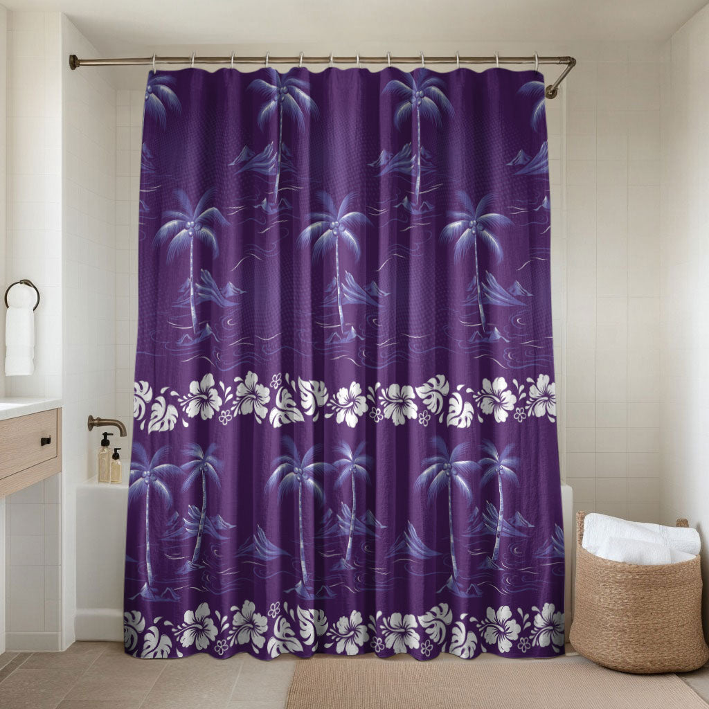 Purple Hawaii Palm Tree Hibiscus Bathroom Set Fantasy Summer Vibe