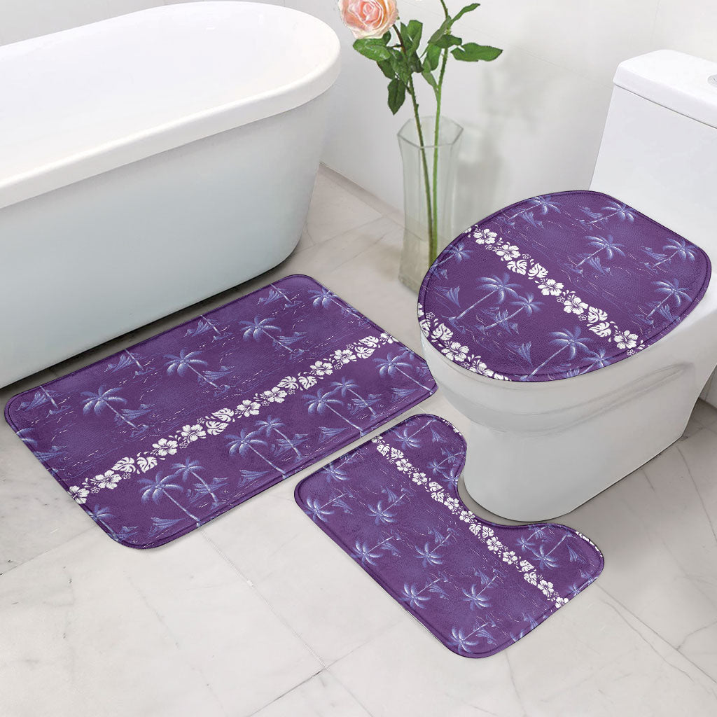 Purple Hawaii Palm Tree Hibiscus Bathroom Set Fantasy Summer Vibe
