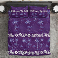 Purple Hawaii Palm Tree Hibiscus Bedding Set Fantasy Summer Vibe