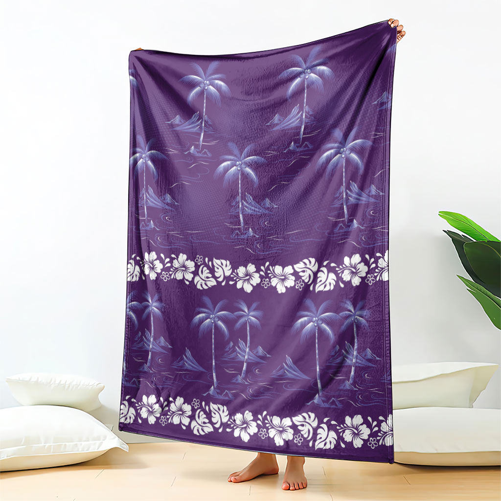 Purple Hawaii Palm Tree Hibiscus Blanket Fantasy Summer Vibe