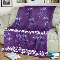 Purple Hawaii Palm Tree Hibiscus Blanket Fantasy Summer Vibe
