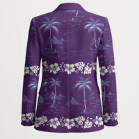 Purple Hawaii Palm Tree Hibiscus Blazer Fantasy Summer Vibe