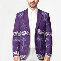 Purple Hawaii Palm Tree Hibiscus Blazer Fantasy Summer Vibe