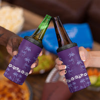 Purple Hawaii Palm Tree Hibiscus 4 in 1 Can Cooler Tumbler Fantasy Summer Vibe