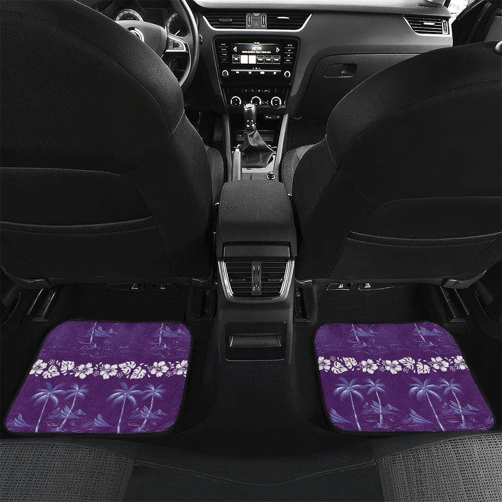 Purple Hawaii Palm Tree Hibiscus Car Mats Fantasy Summer Vibe