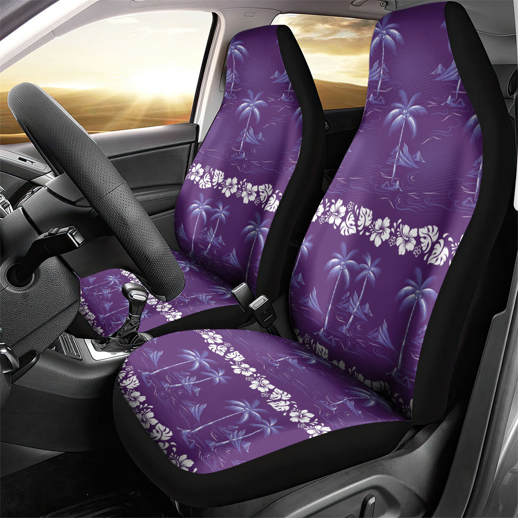 Purple Hawaii Palm Tree Hibiscus Car Seat Cover Fantasy Summer Vibe