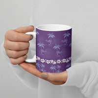 Purple Hawaii Palm Tree Hibiscus Ceramic Mug Fantasy Summer Vibe