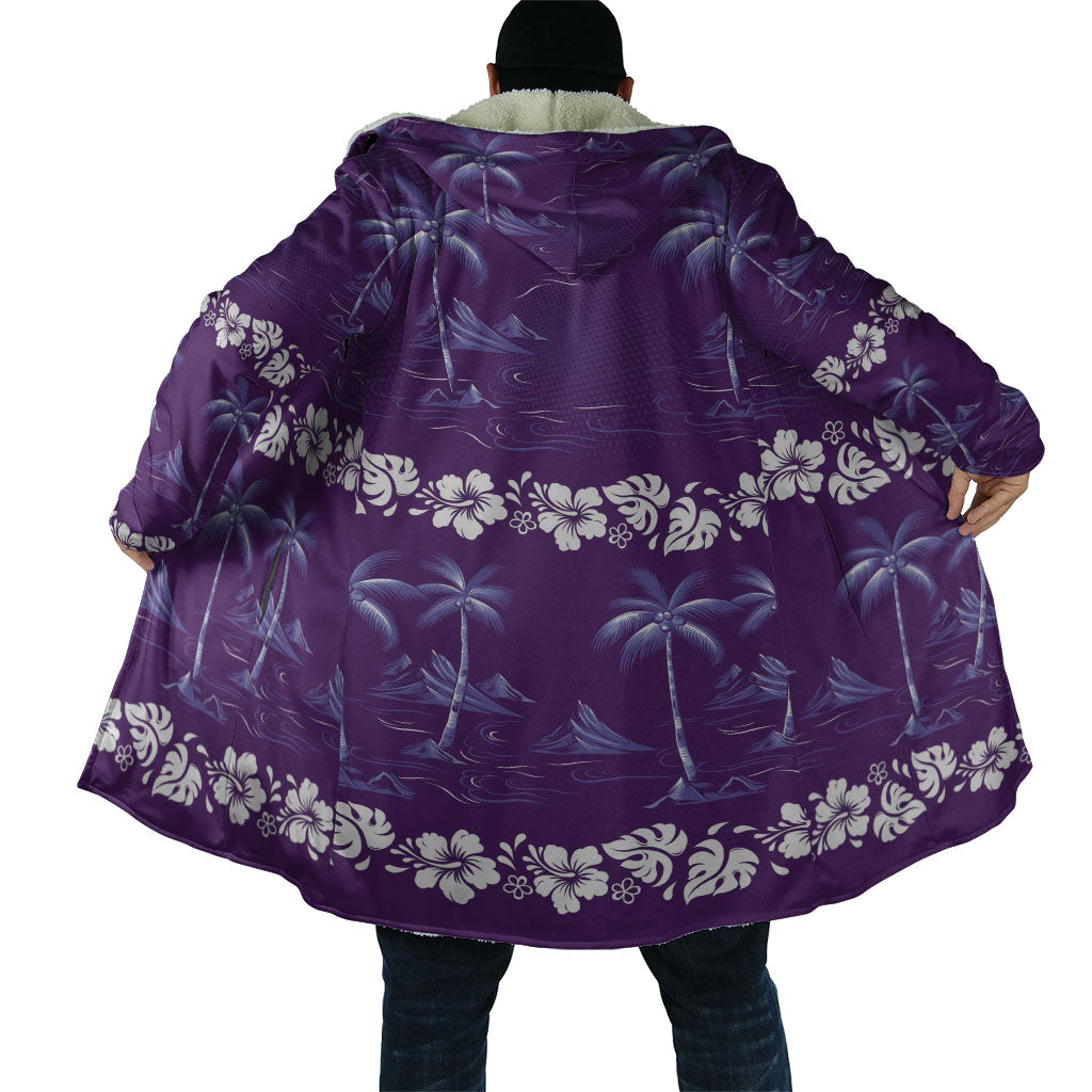 Purple Hawaii Palm Tree Hibiscus Cloak Fantasy Summer Vibe