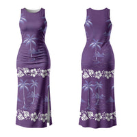 Purple Hawaii Palm Tree Hibiscus Couples Matching Tank Maxi Dress and Hawaiian Shirt Fantasy Summer Vibe