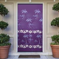 Purple Hawaii Palm Tree Hibiscus Door Cover Fantasy Summer Vibe