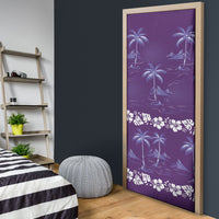 Purple Hawaii Palm Tree Hibiscus Door Cover Fantasy Summer Vibe