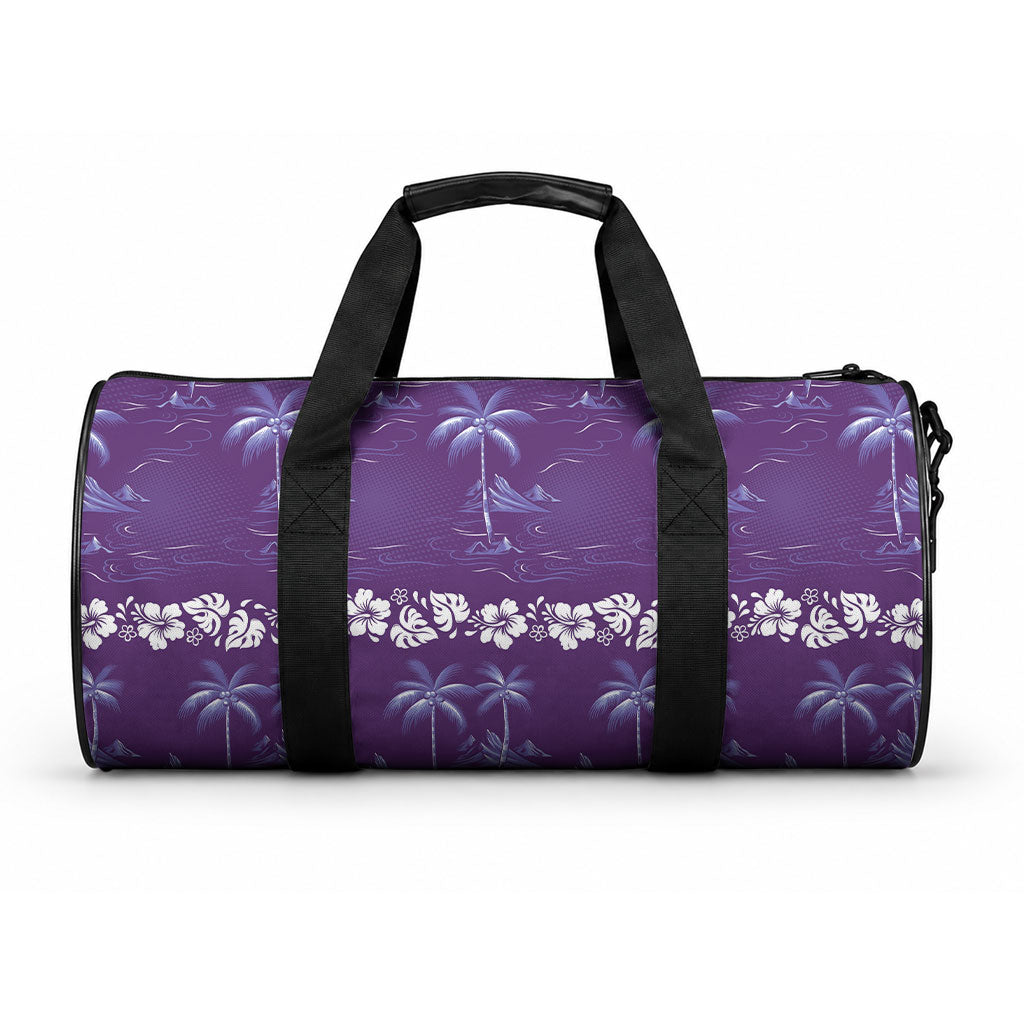 Purple Hawaii Palm Tree Hibiscus Duffle Bag Fantasy Summer Vibe