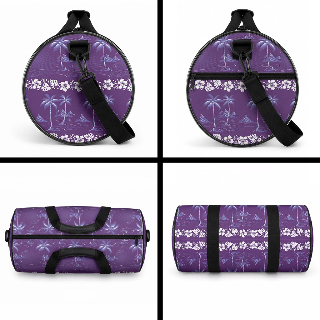 Purple Hawaii Palm Tree Hibiscus Duffle Bag Fantasy Summer Vibe