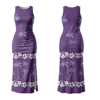 Purple Hawaii Palm Tree Hibiscus Family Matching Tank Maxi Dress and Hawaiian Shirt Fantasy Summer Vibe