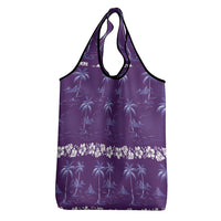 Purple Hawaii Palm Tree Hibiscus Grocery Bag Fantasy Summer Vibe