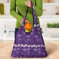 Purple Hawaii Palm Tree Hibiscus Grocery Bag Fantasy Summer Vibe