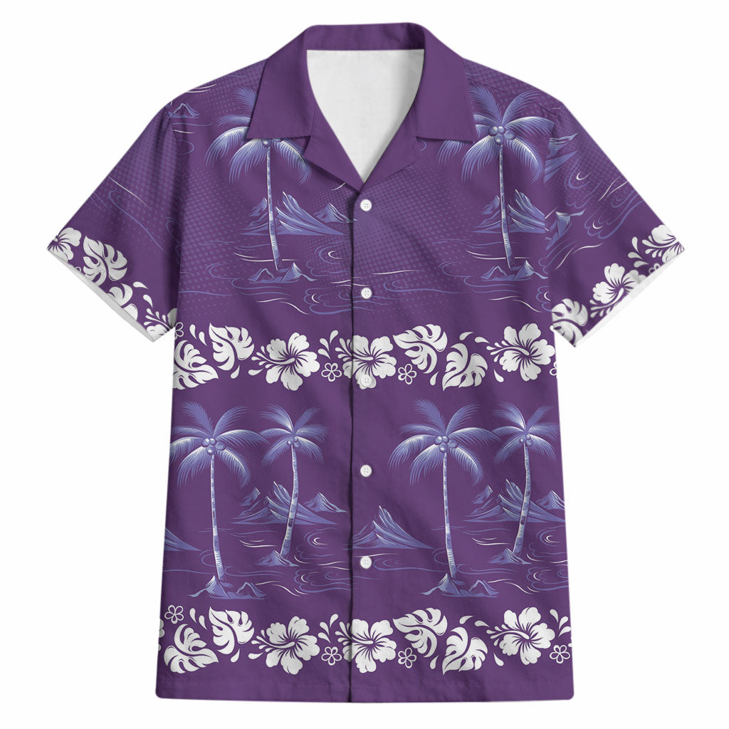 Purple Hawaii Palm Tree Hibiscus Hawaiian Shirt Fantasy Summer Vibe