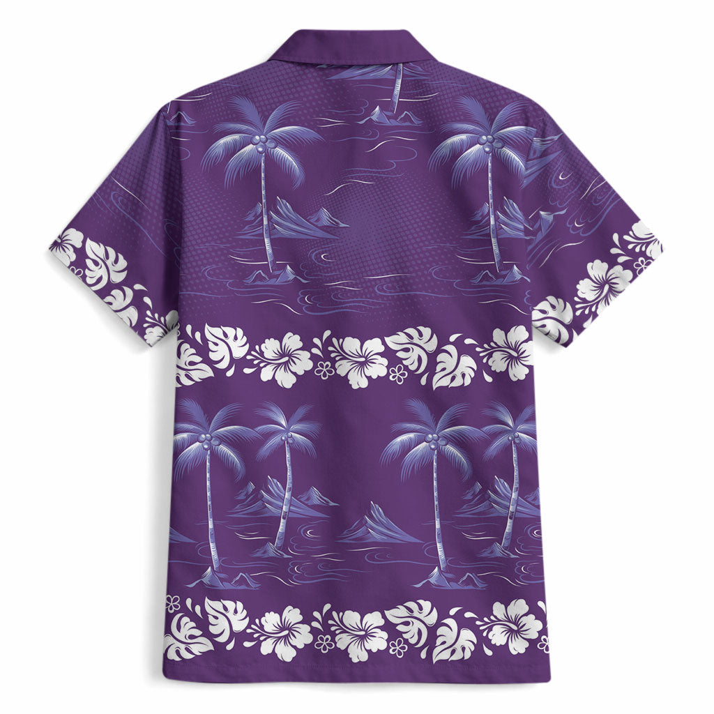 Purple Hawaii Palm Tree Hibiscus Hawaiian Shirt Fantasy Summer Vibe