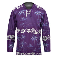 Purple Hawaii Palm Tree Hibiscus Hockey Jersey Fantasy Summer Vibe