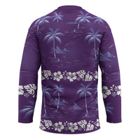 Purple Hawaii Palm Tree Hibiscus Hockey Jersey Fantasy Summer Vibe