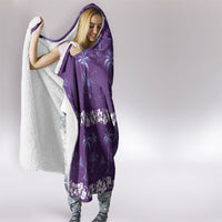 Purple Hawaii Palm Tree Hibiscus Hooded Blanket Fantasy Summer Vibe