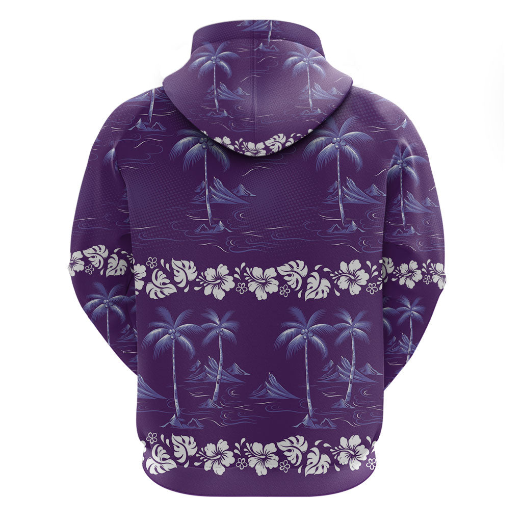 Purple Hawaii Palm Tree Hibiscus Hoodie Fantasy Summer Vibe