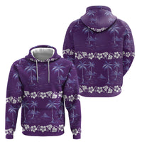 Purple Hawaii Palm Tree Hibiscus Hoodie Fantasy Summer Vibe