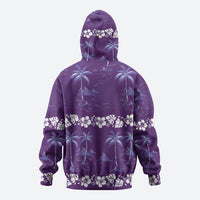Purple Hawaii Palm Tree Hibiscus Hoodie Fantasy Summer Vibe