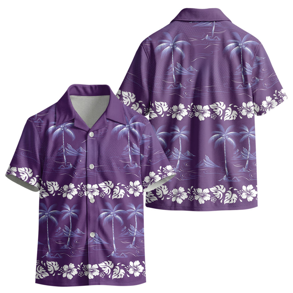 Purple Hawaii Palm Tree Hibiscus Kid Hawaiian Shirt Fantasy Summer Vibe