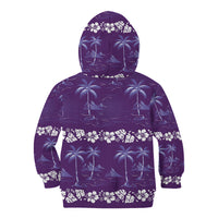 Purple Hawaii Palm Tree Hibiscus Kid Hoodie Fantasy Summer Vibe