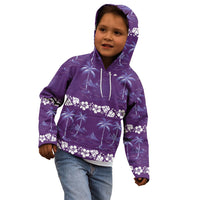 Purple Hawaii Palm Tree Hibiscus Kid Hoodie Fantasy Summer Vibe