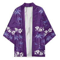 Purple Hawaii Palm Tree Hibiscus Kimono Fantasy Summer Vibe