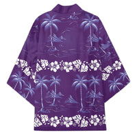 Purple Hawaii Palm Tree Hibiscus Kimono Fantasy Summer Vibe