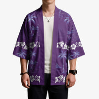 Purple Hawaii Palm Tree Hibiscus Kimono Fantasy Summer Vibe