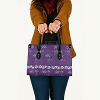Purple Hawaii Palm Tree Hibiscus Leather Bag Fantasy Summer Vibe