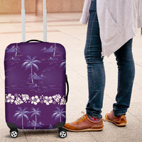 Purple Hawaii Palm Tree Hibiscus Luggage Cover Fantasy Summer Vibe