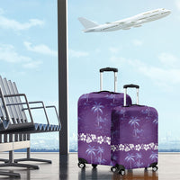 Purple Hawaii Palm Tree Hibiscus Luggage Cover Fantasy Summer Vibe