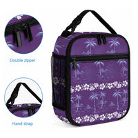 Purple Hawaii Palm Tree Hibiscus Lunch Bag Fantasy Summer Vibe