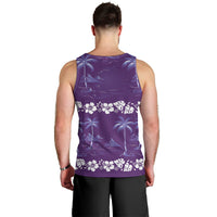 Purple Hawaii Palm Tree Hibiscus Men Tank Top Fantasy Summer Vibe