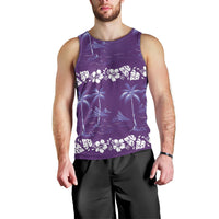 Purple Hawaii Palm Tree Hibiscus Men Tank Top Fantasy Summer Vibe