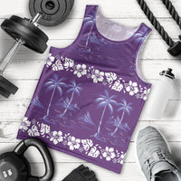 Purple Hawaii Palm Tree Hibiscus Men Tank Top Fantasy Summer Vibe