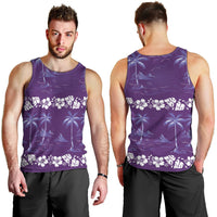 Purple Hawaii Palm Tree Hibiscus Men Tank Top Fantasy Summer Vibe