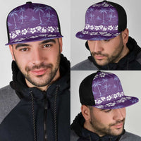 Purple Hawaii Palm Tree Hibiscus Mesh Trucker Cap Fantasy Summer Vibe