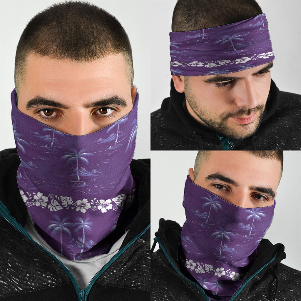 Purple Hawaii Palm Tree Hibiscus Neck Gaiter Fantasy Summer Vibe