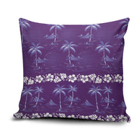 Purple Hawaii Palm Tree Hibiscus Pillow Cover Fantasy Summer Vibe