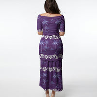 Purple Hawaii Palm Tree Hibiscus Puletasi Fantasy Summer Vibe