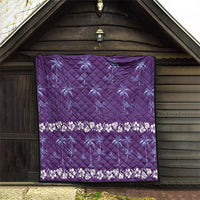 Purple Hawaii Palm Tree Hibiscus Quilt Fantasy Summer Vibe